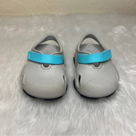 Crocs All Terrain Fisherman Shoes Toddler Kids C4 Atmosphere Gray & Blue Strap - Picture 6 of 8